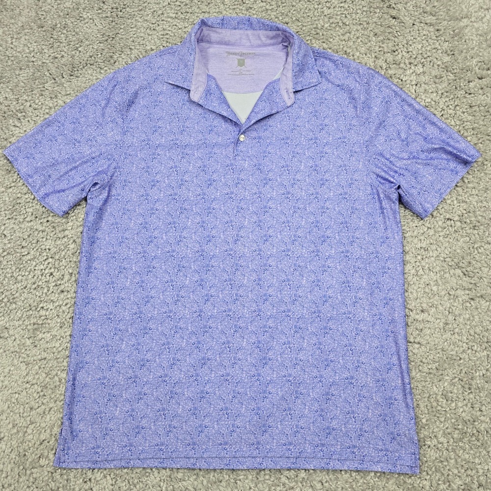 Hickey Freeman Mens Performance Polo Shirt Purple Large Golf Active Stretch